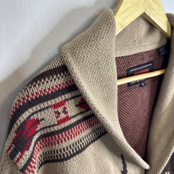 Rock & Roll Denim Western Shawl Collar Cardigan Sweater L Longhorn Skull Cotton - Picture 3 of 6